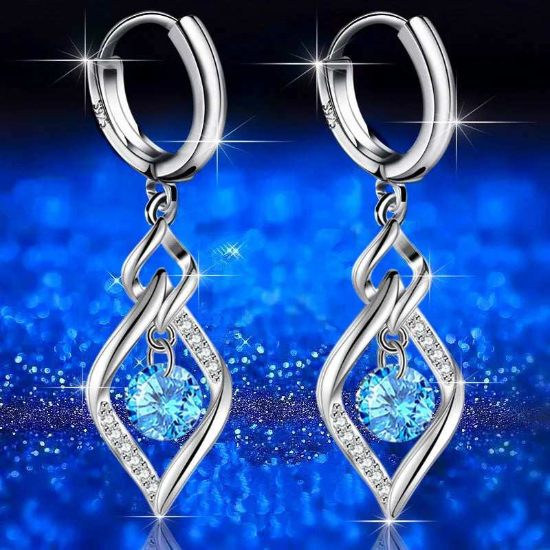 Baby Blue Silver Drop Earring - Inara Gali