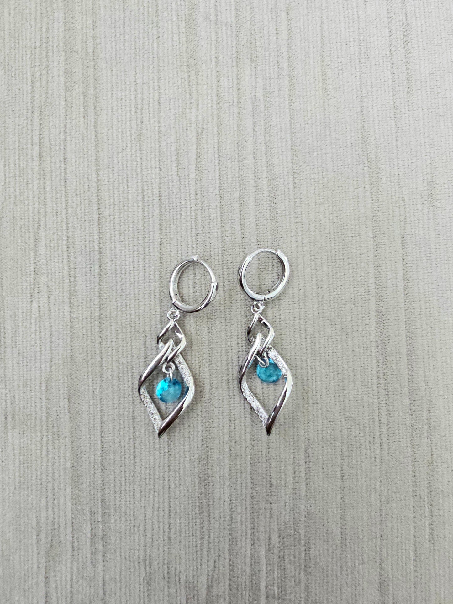 Baby Blue Silver Drop Earring - Inara Gali