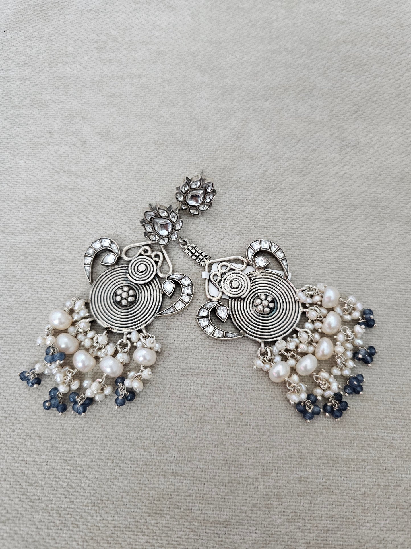Power Blue Perls Drop Earring Jhumka