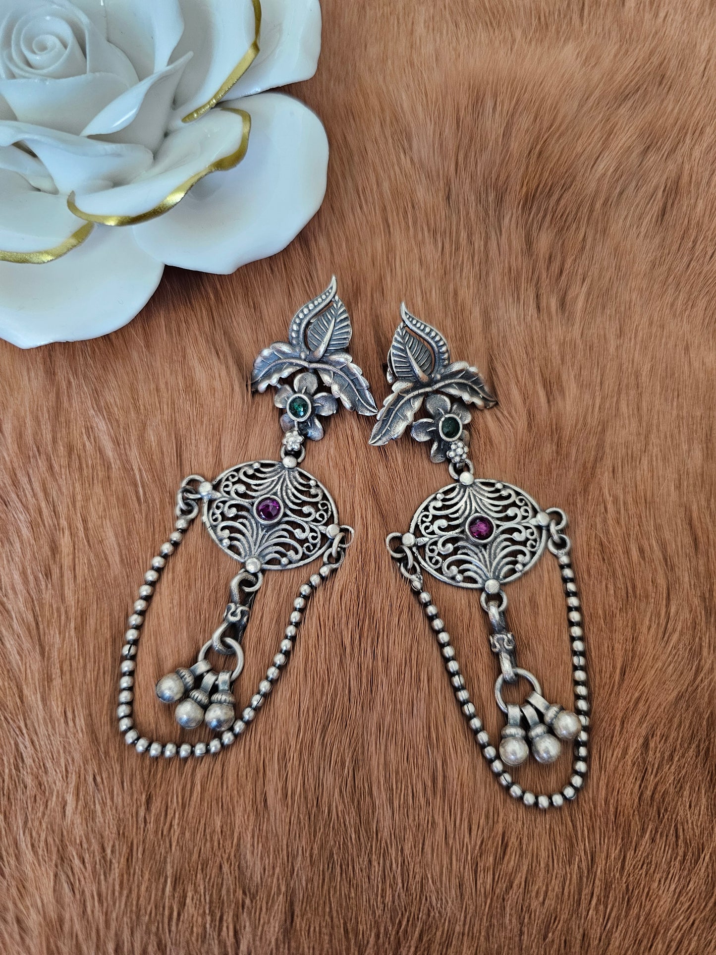Silver Chain Erring Jhumka