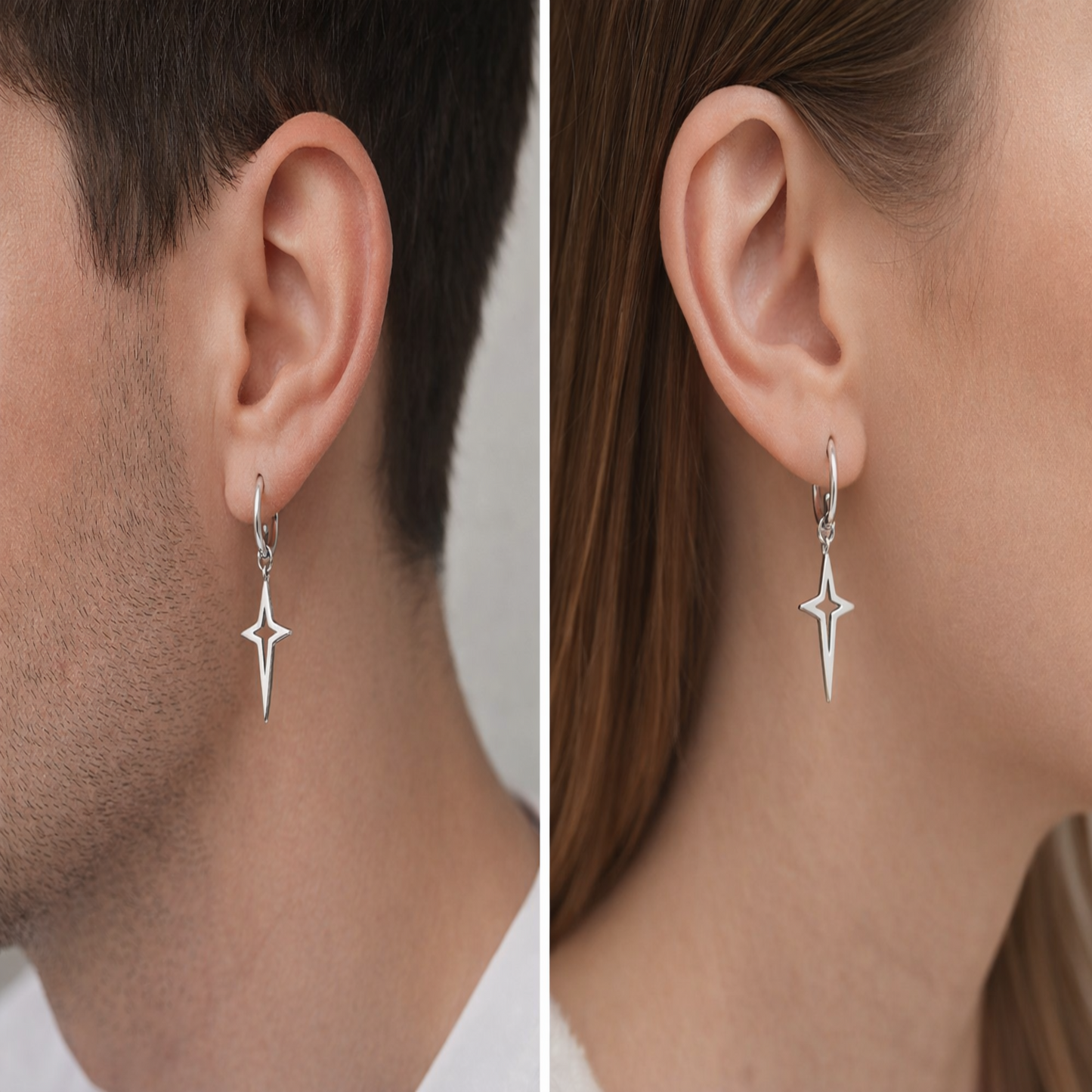 Star Cross Silver Unisex Errring - Inara Gali