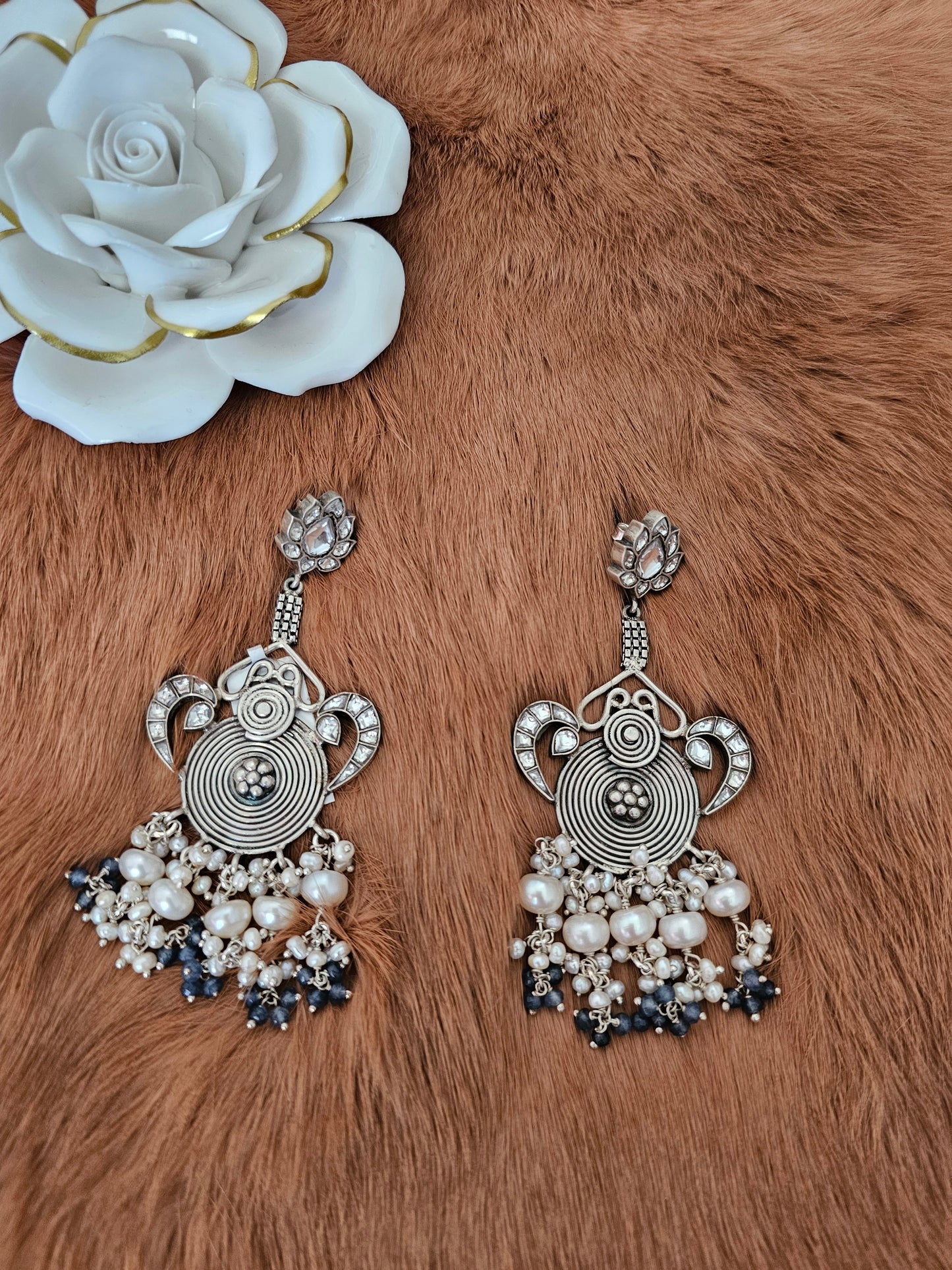 Power Blue Perls Drop Earring Jhumka