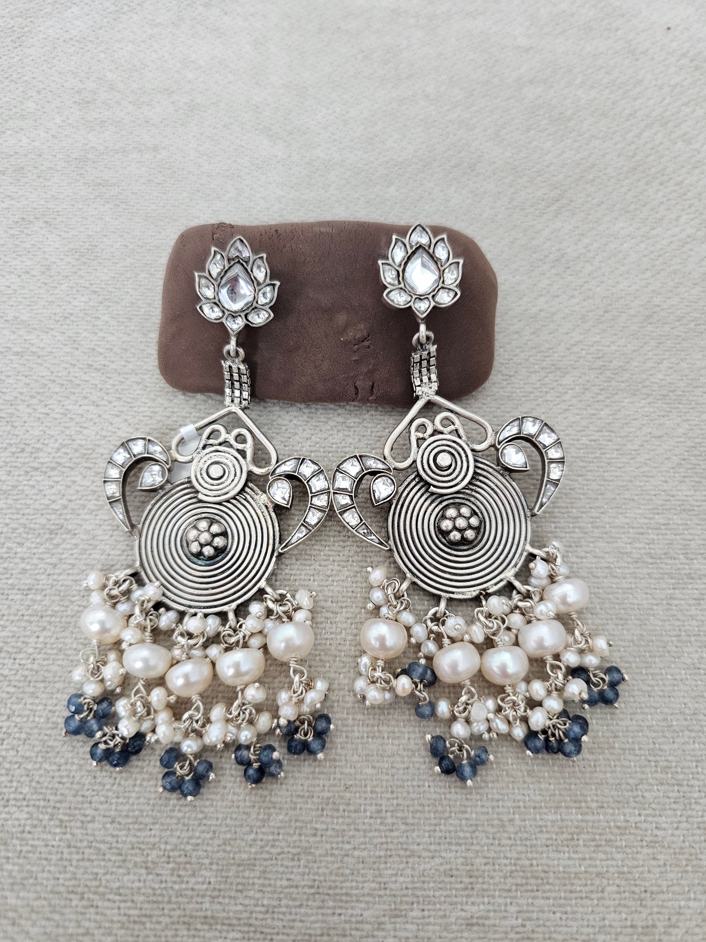 Power Blue Perls Drop Earring Jhumka