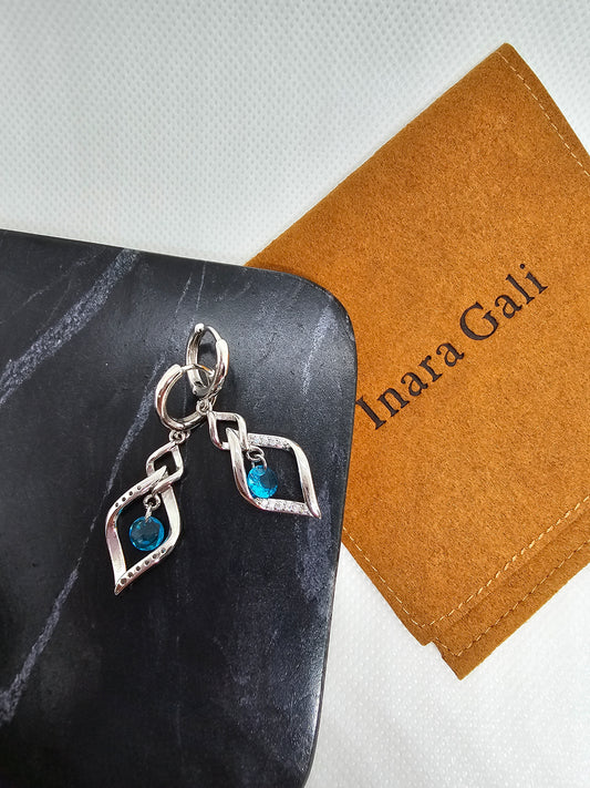 Baby Blue Silver Drop Earring - Inara Gali