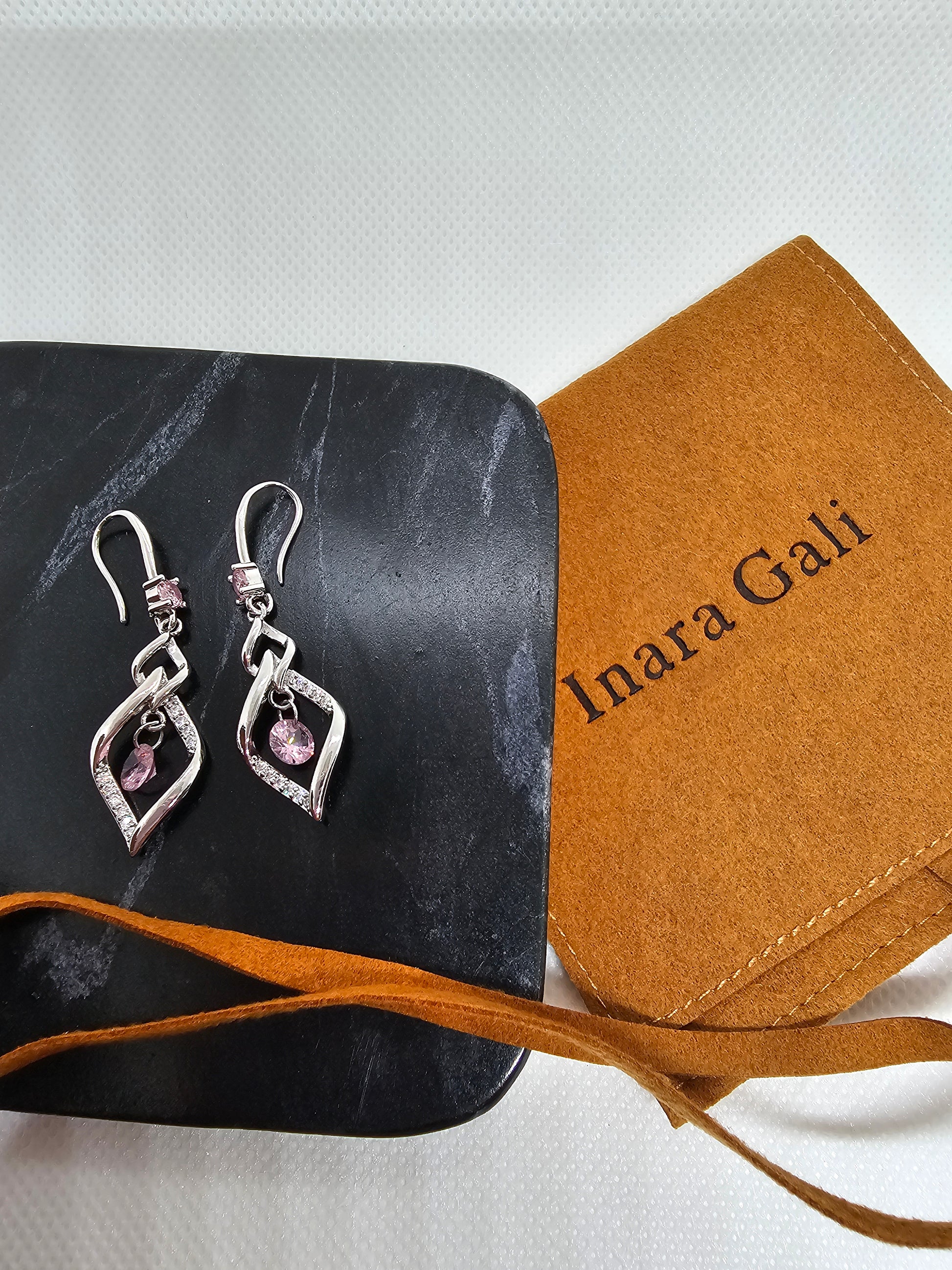 Baby Pink Silver Drop Earring - Inara Gali