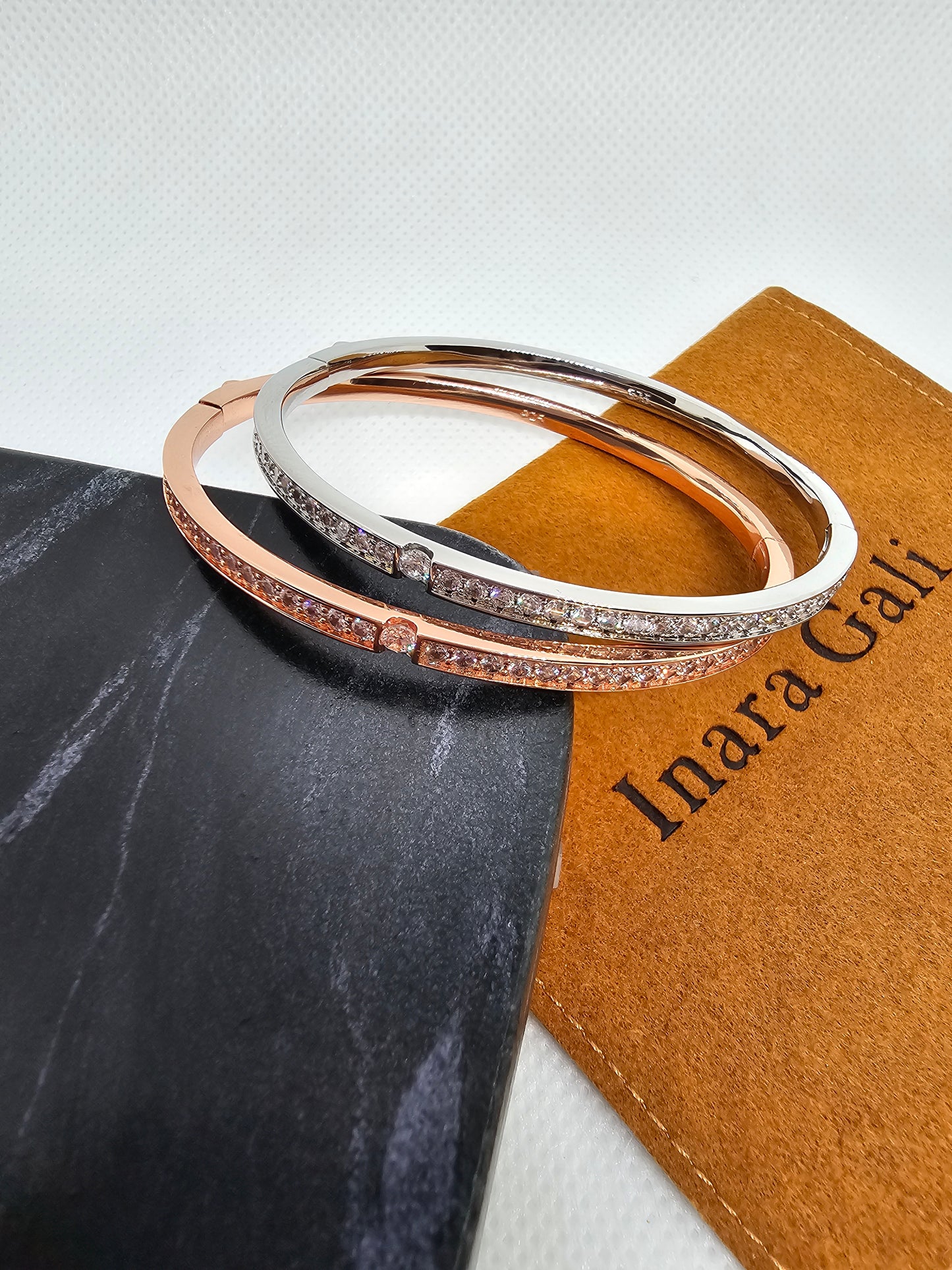 Crystal Pure Silver Bangle - Inara Gali