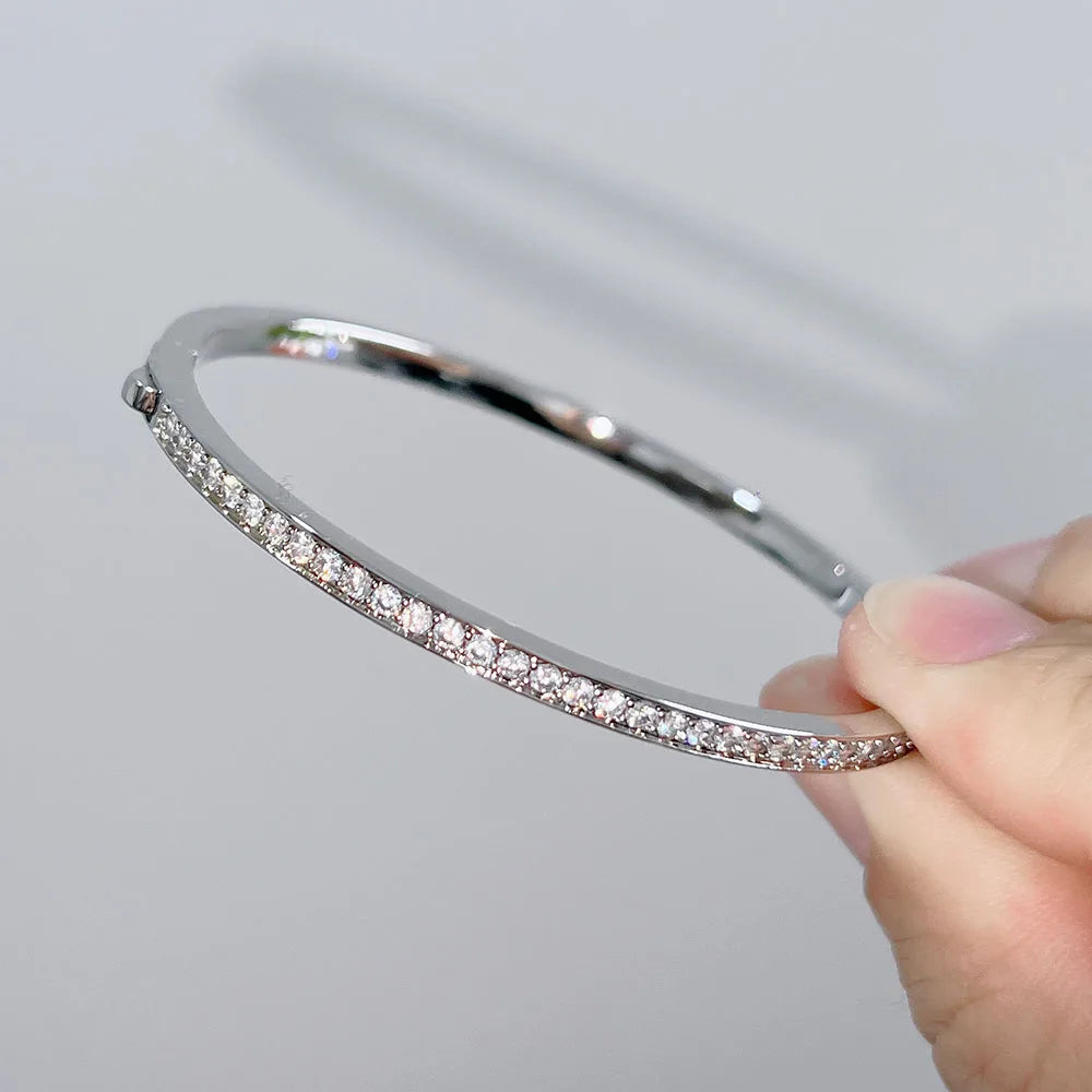 Crystal Pure Silver Bangle - Inara Gali