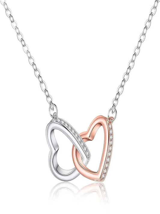 Elegant Interlock Heart Silver Necklace - Inara Gali