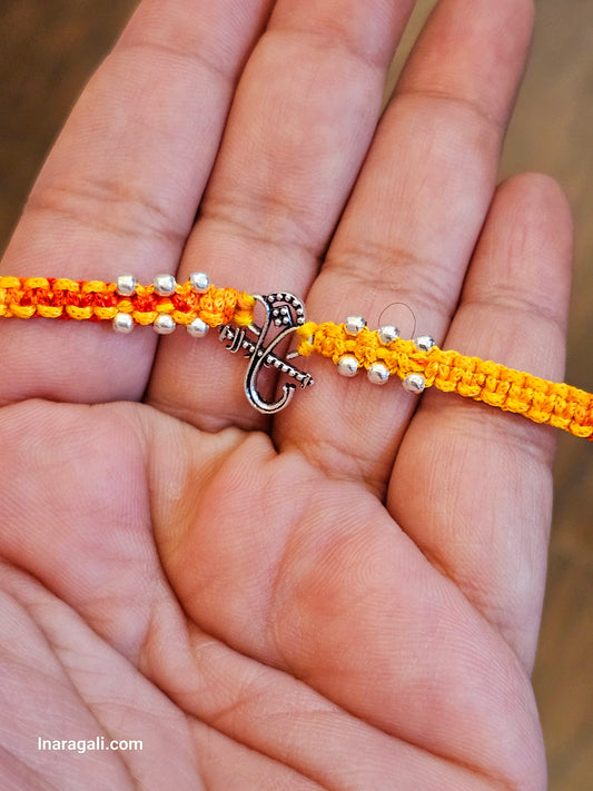 Ganesh Silver Pendent Rakhi - Inara Gali