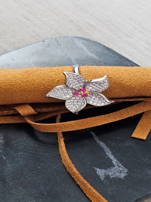 Lily Waterfall Crystal Adjustable Cocktail Silver Ring - Inara Gali