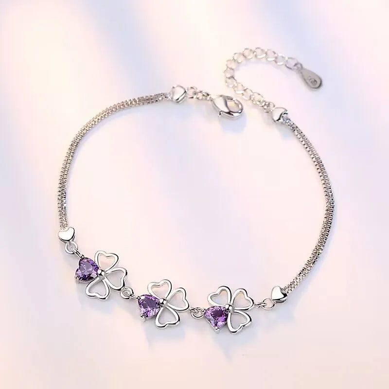 Lucky Clover Silver Bracelet - Inara Gali