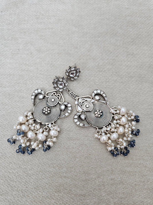 Power Blue Perls Drop Earring Jhumka