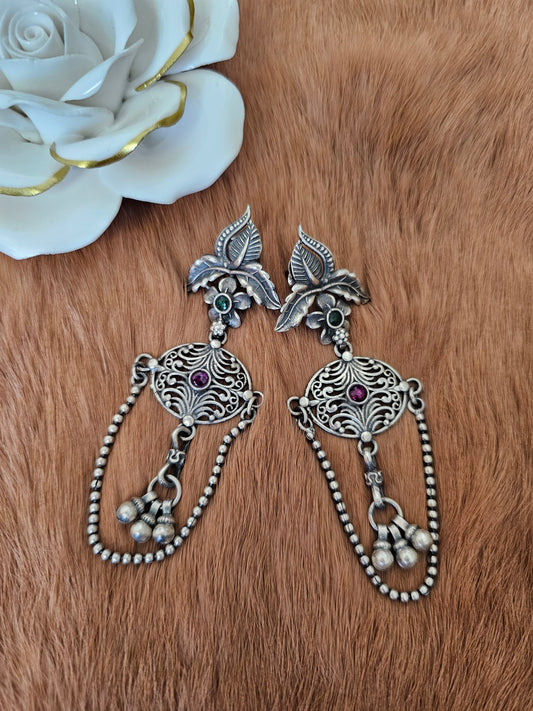 Silver Chain Erring Jhumka
