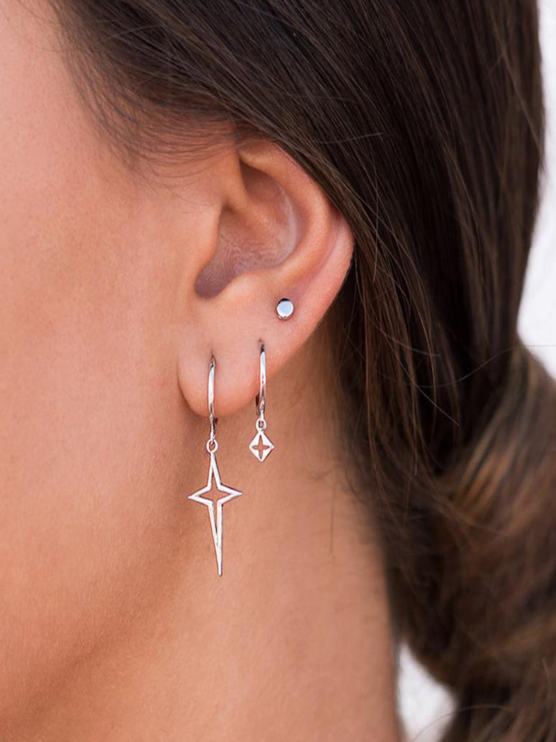 Star Cross Silver Unisex Errring - Inara Gali