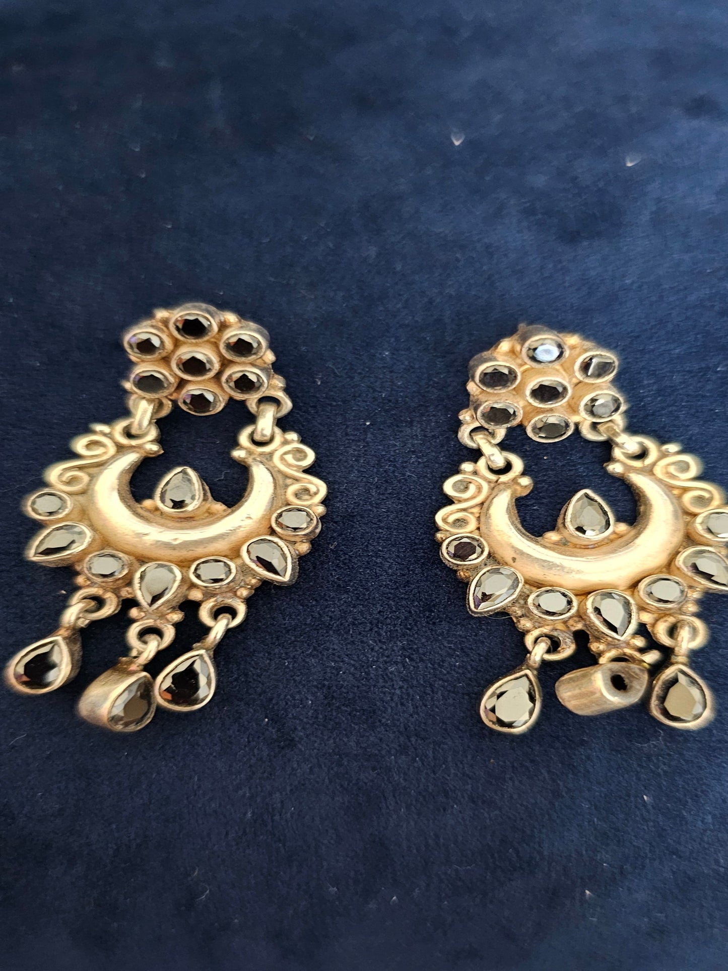 U-Shape Stone Studded Silver Jhumka Earring - Inara Gali