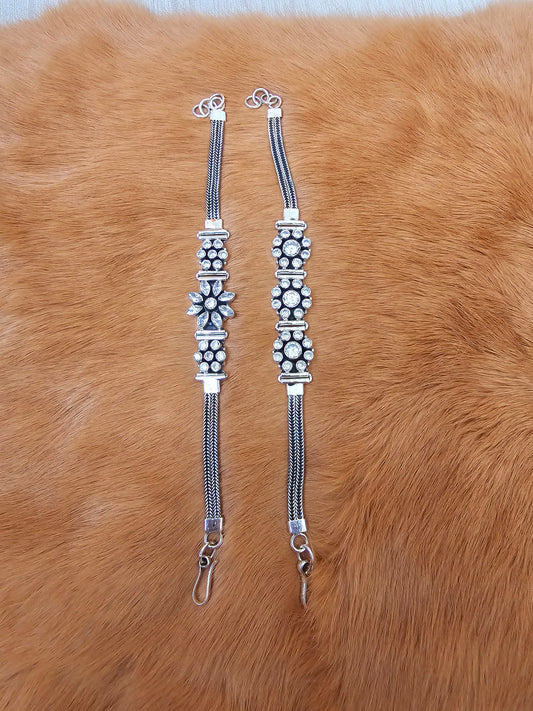 White Cut Stone Silver Bracelet - Inara Gali