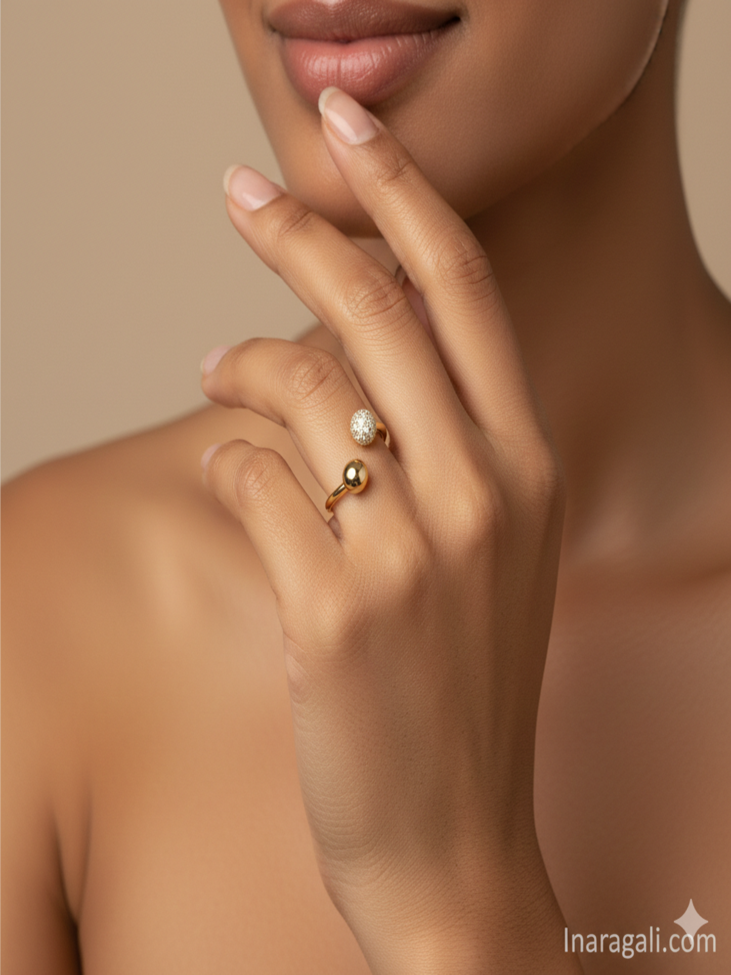 Adjustable Moden Pavé Bead Ring