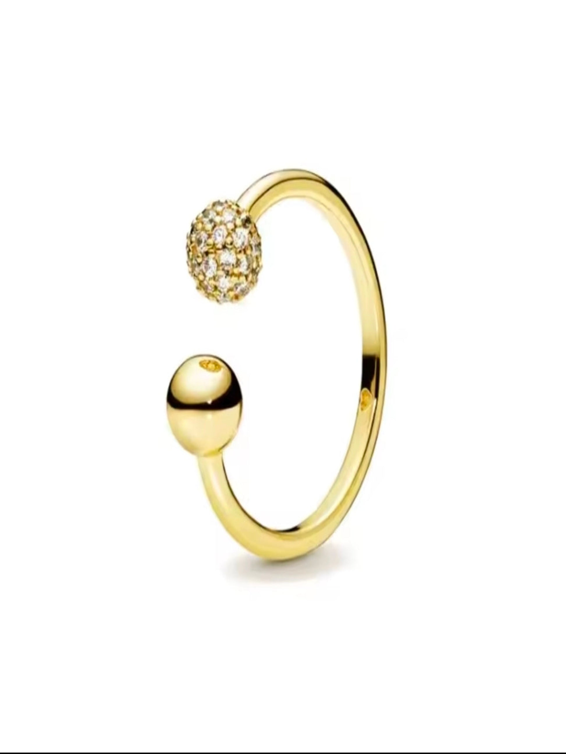 Adjustable Moden Pavé Bead Ring