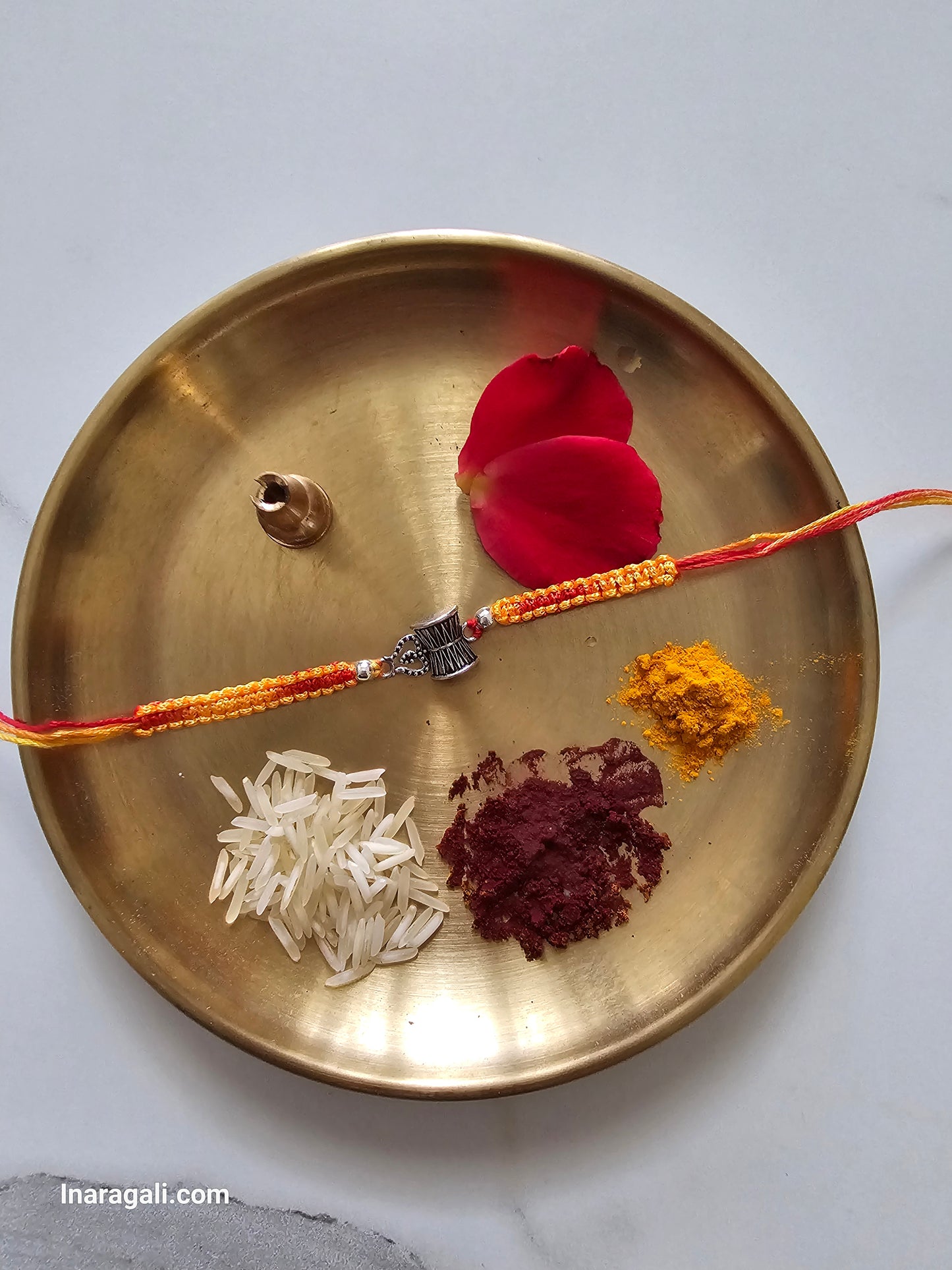 Shiva Damro and Trishul Silver Pendent Rakhi - Inara Gali