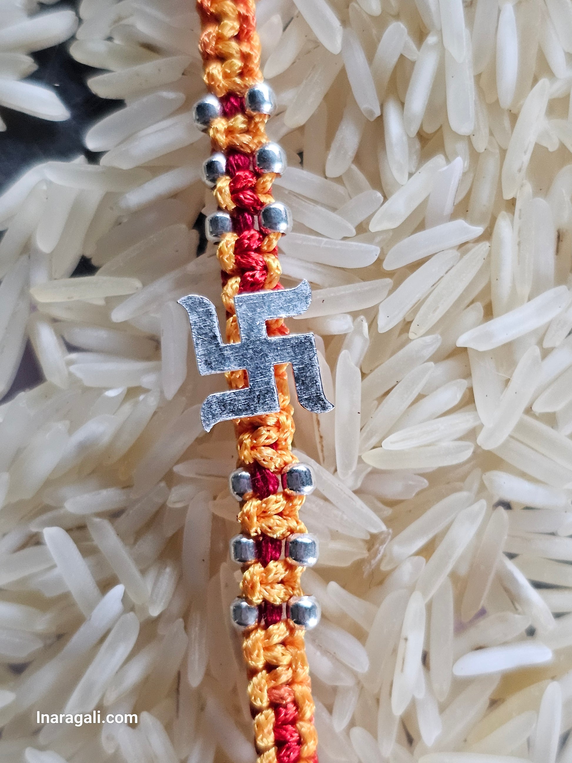 Hindu Swastika Silver Pendent Rakhi - Inara Gali