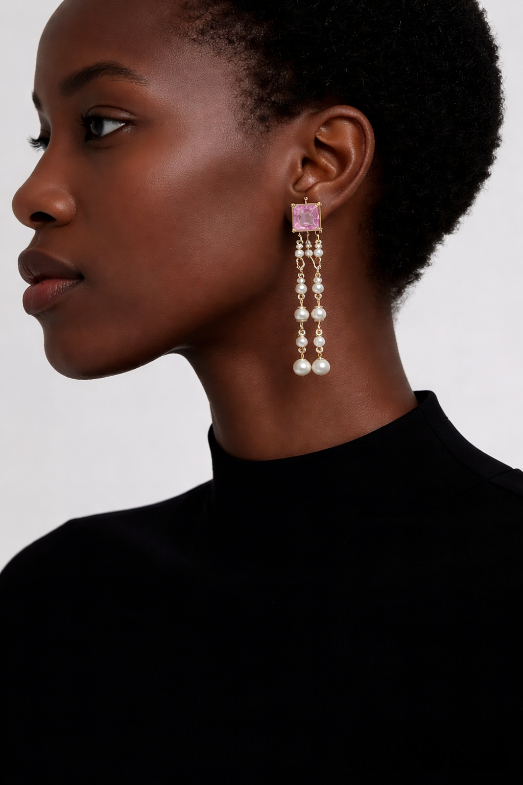 Pink Crystal And Freshwater Pearl Drop Earring