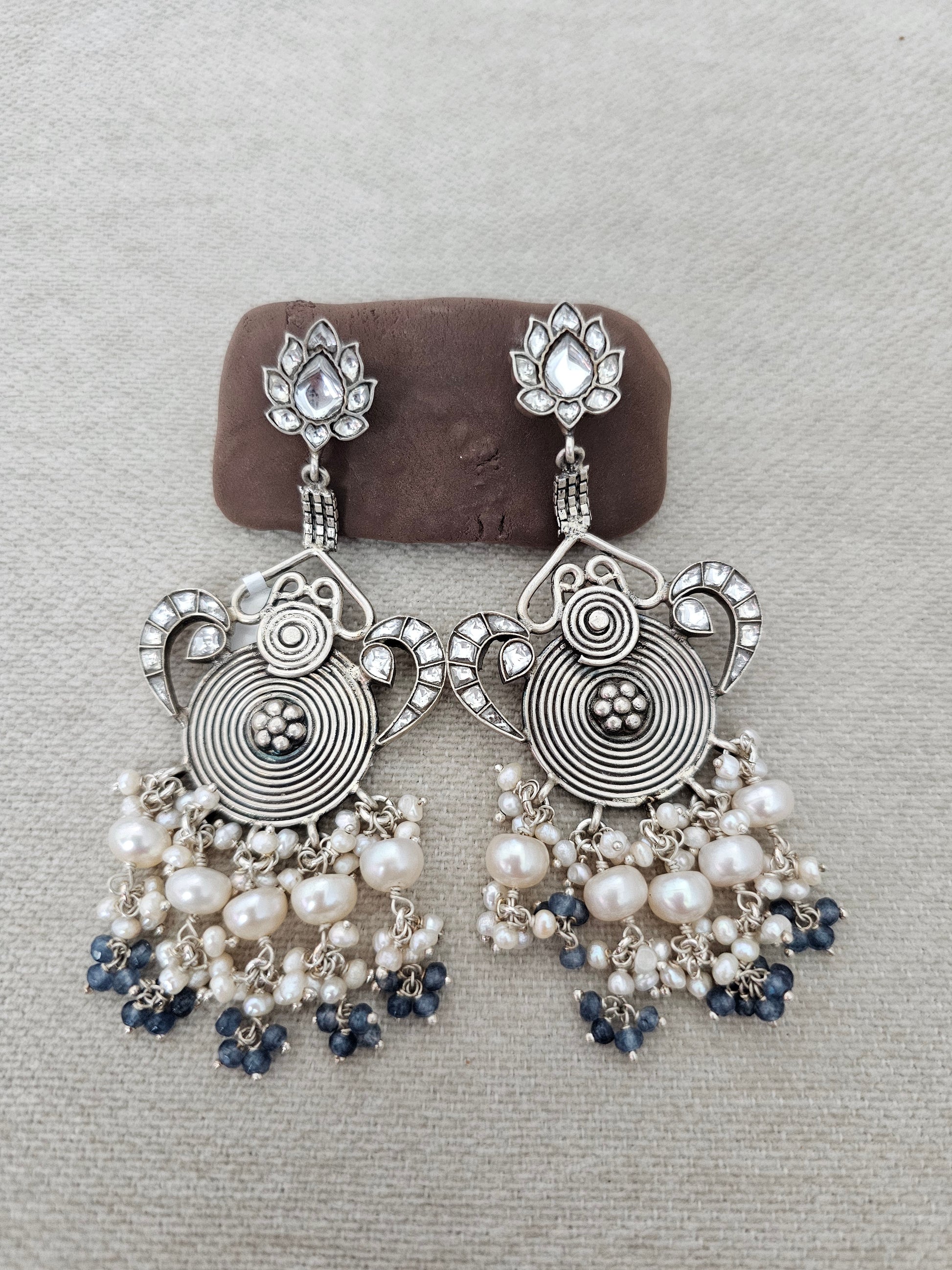Power Blue Perls Drop Earring Jhumka